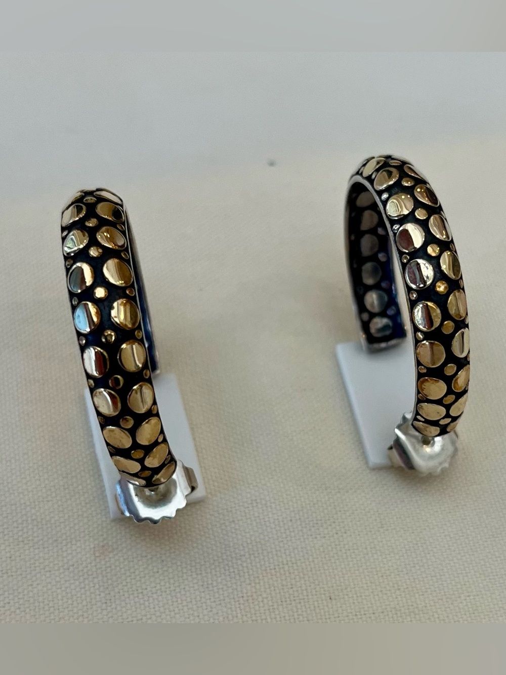 Black and Gold Hoop Earrings - Picture 11 of 16